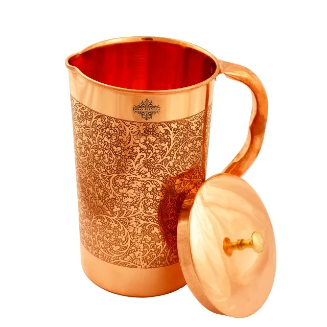
Indian art villa pure copper full embossed design jug pitcher 