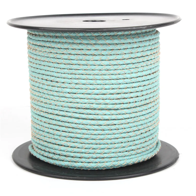1 meter 5mm sky blue Braided Cork cord Portuguese cork leather jewelry finding supply COR-144