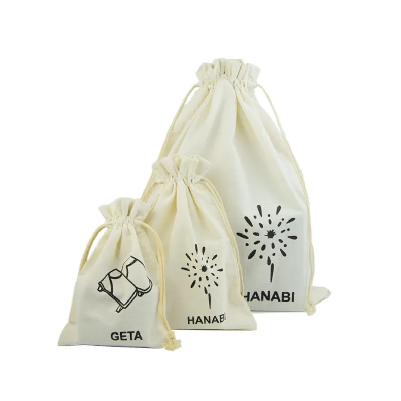 

small muslin organic custom cotton drawstring bag, Customized color