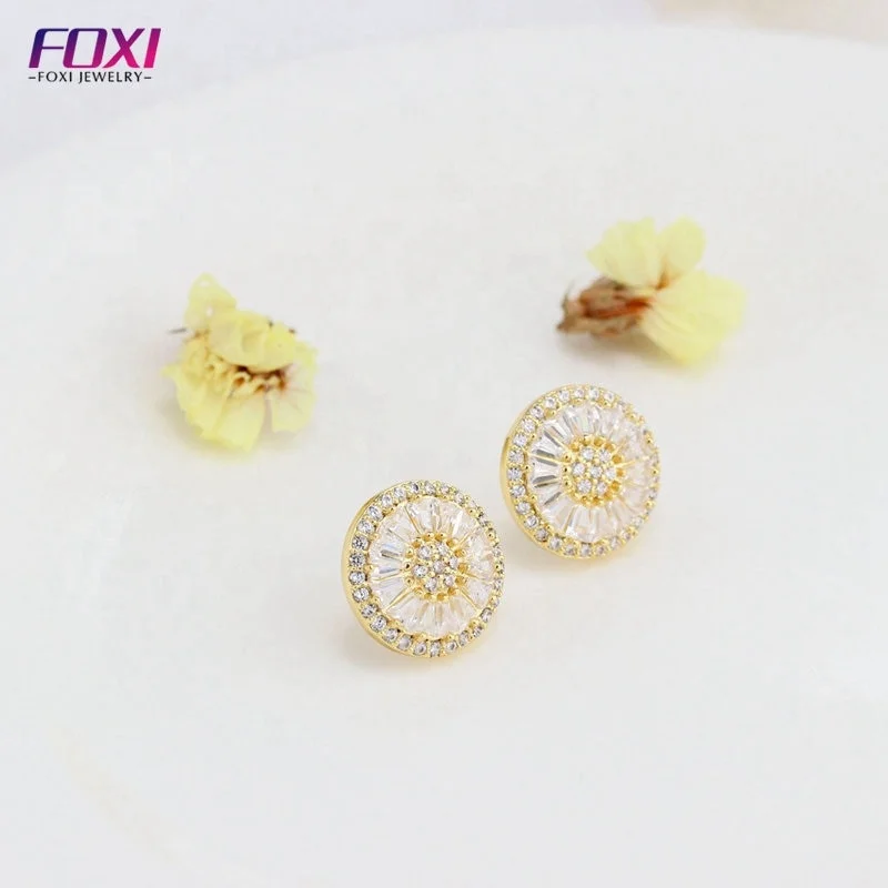 

Earring cz pizza stud earrings 18k gold jewelry brincos