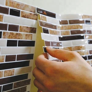 Image of easy DIY kitchen vinyl wallpaper stick wall brick