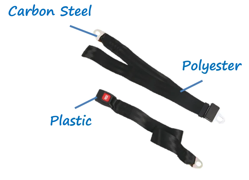 OEM non-retractable 2 points car rear seat belts