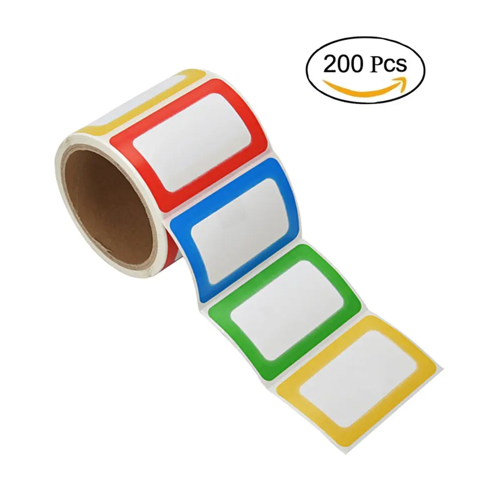 Immuson 200 Name Tag Labels Colorful Border Name Tag Stickers School Office Party Stickers