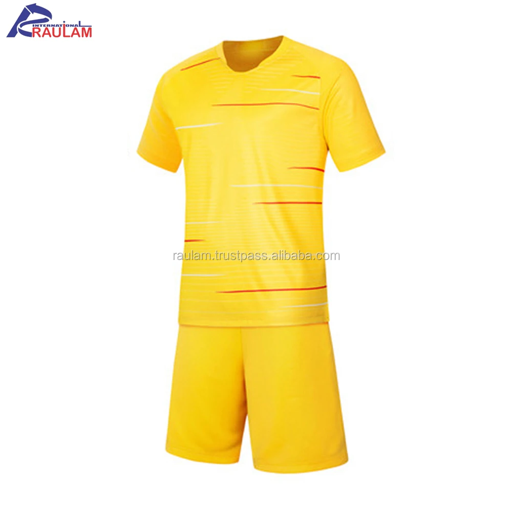 Wholesale Soccer Football Uniform 100% Polyester Blue Color O Neck Half 