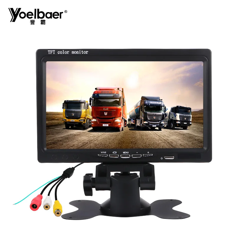 PONPY 7 Ultra Thin 16:9 HD 800x480 Color TFT LCD Car Rear View Monitor Headrest Reverse Display Monitor Support 2-CH Video HDMI Audio VGA Input 