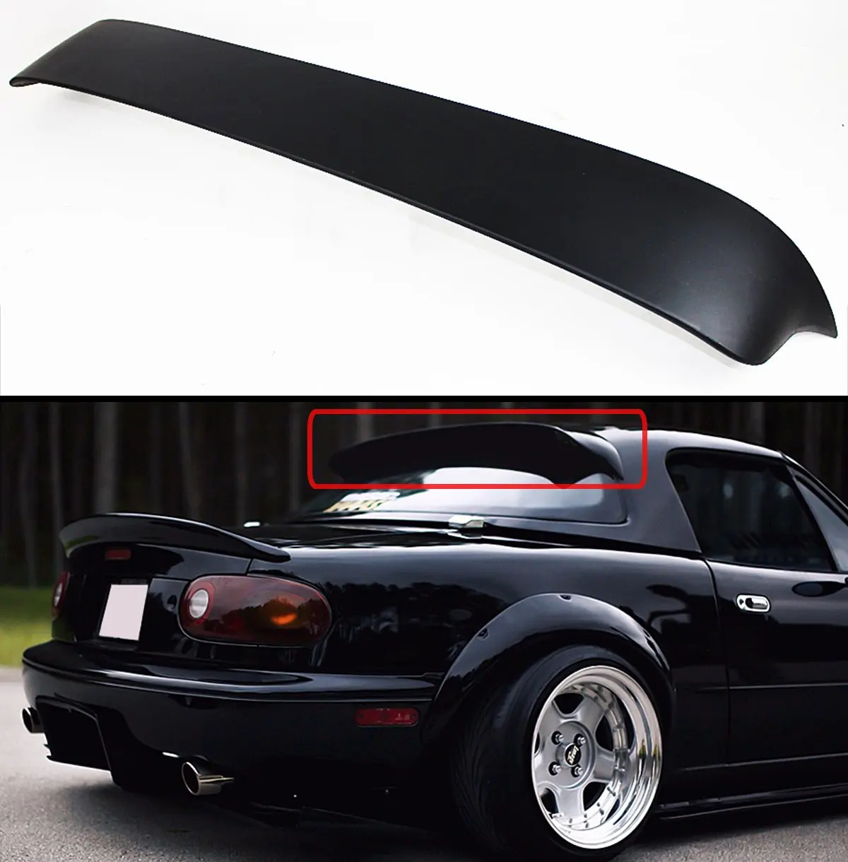 For 1990-1997 Mazda Miata Hard Top Black Acrylic Rear Window Roof Visor Spo...