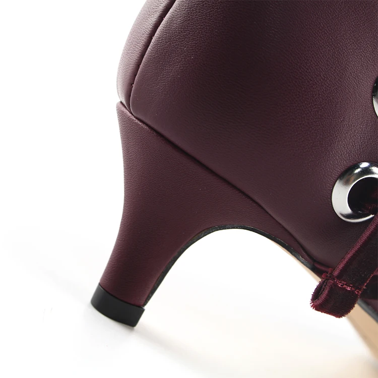 burgundy kitten heel shoes