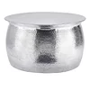 Living Room Furniture Hammered Coffee Table Silver Metal Round Hammered Coffee Table Cocktail Table