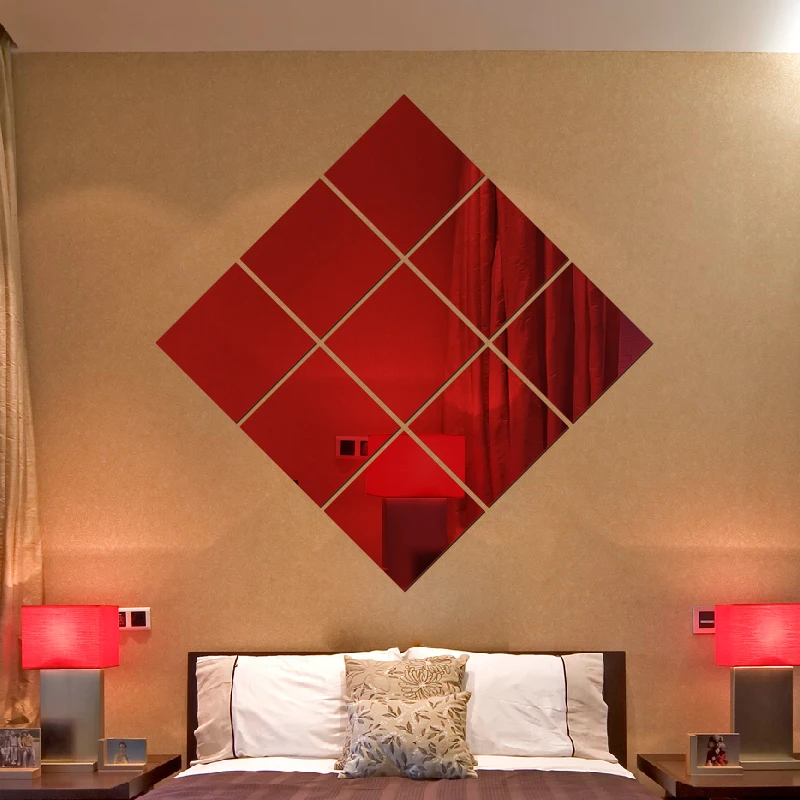 17pcs Cuadrado Registren 3d Acrílico Arte Decorativo Espejo Pegatinas