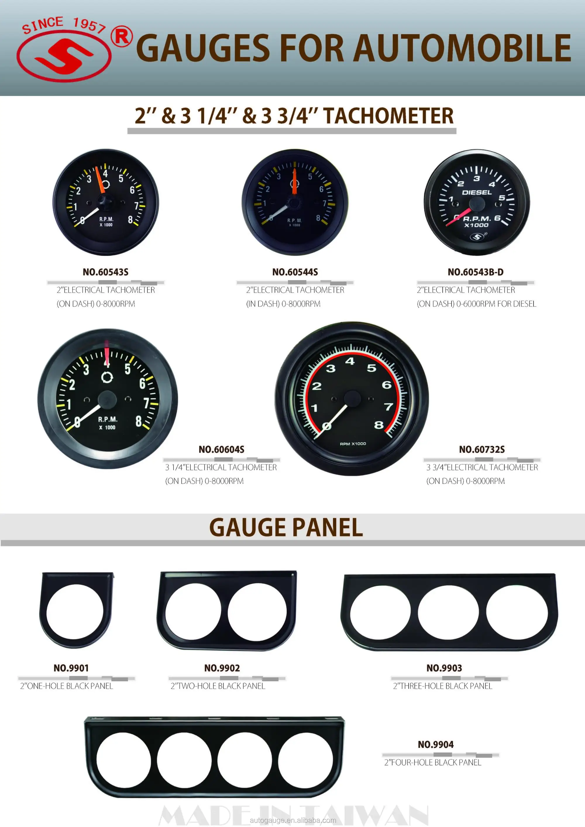 52 mm Aluminum Rims diesel engine tachometer Gauge Pointer Automobile Tachometer Products from