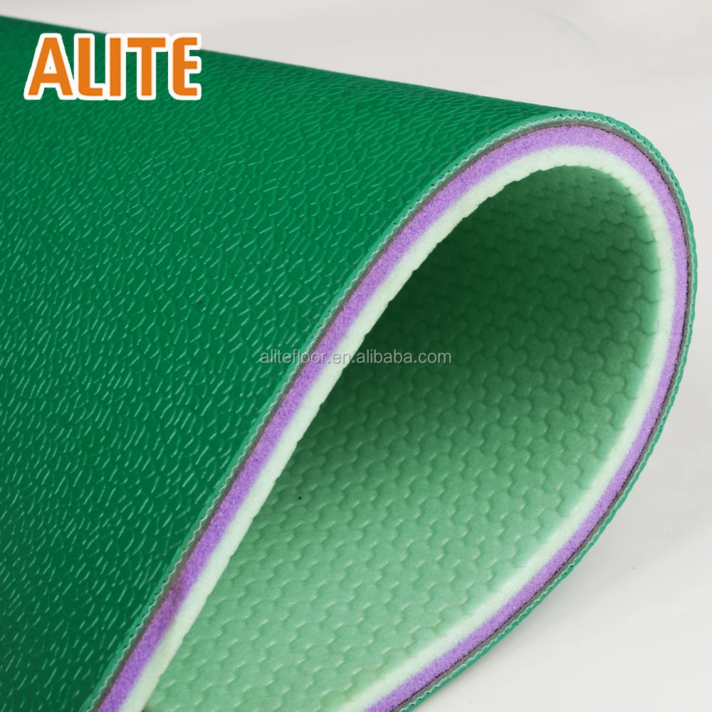 

BWF approved pvc floor carpet Synthetic badminton shuttle court flooring mat, Green