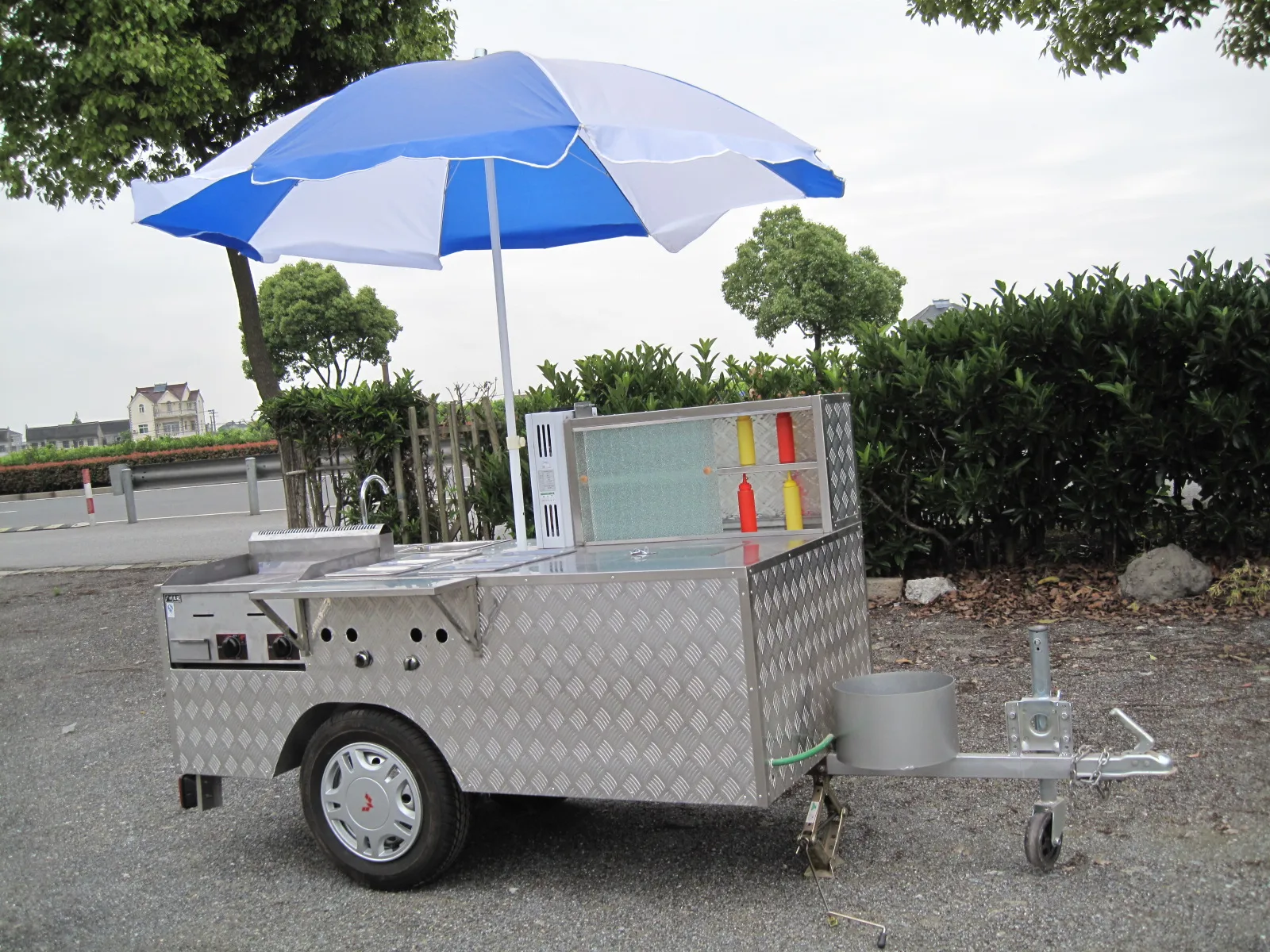 Stainless Steel Mini Mobile Hotdog Fryer Food Carts With Snack Machine