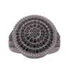 925 sterling silver Unisex Black Spinal Gemstone Concentric Circle Braided Rug Band Five Continuous Circle Ring