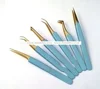 2017 best quality Straight L shape Pro and Curve eyelash tweezers in sky blue color coated