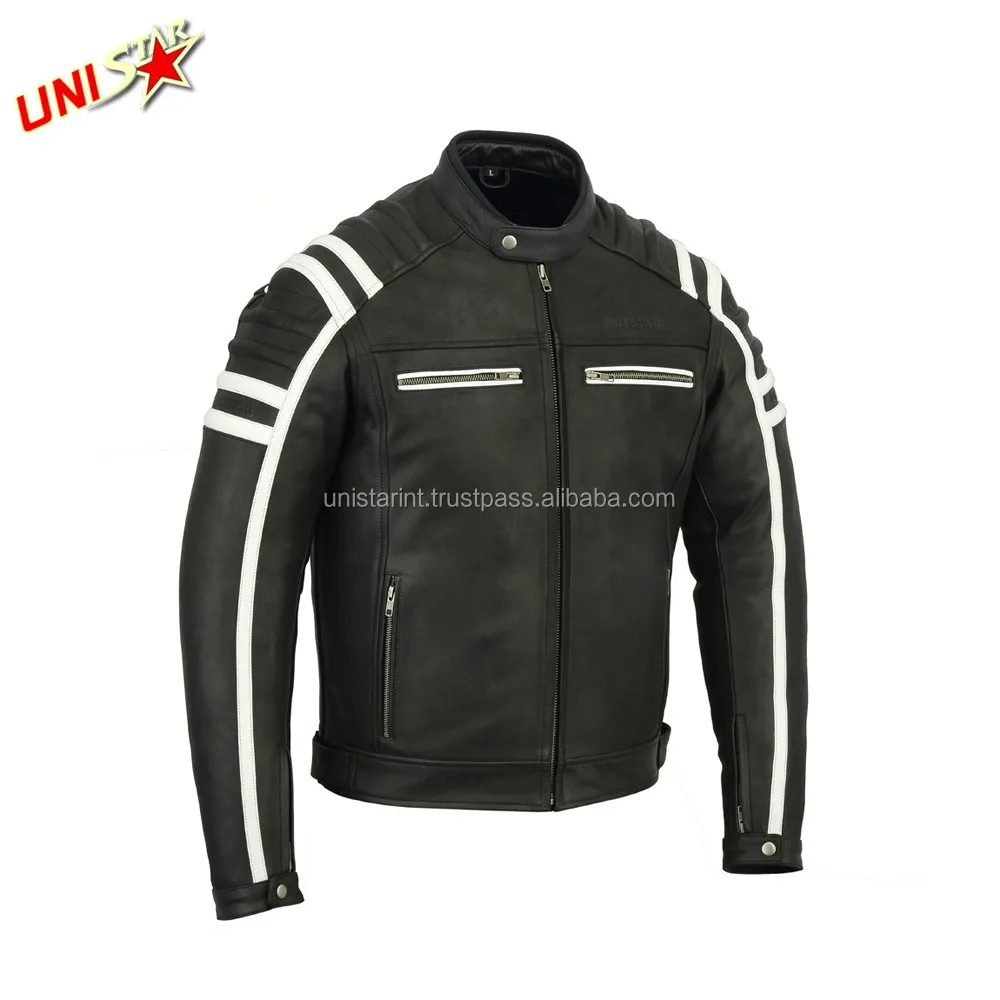 Men's Leather Jacket For Biker Distressed Plus Size Top Quality