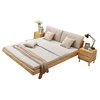 High Quality New design Best Seller Natural soild Wood with Soft bag fabric bed head Bedroom Furniture bed