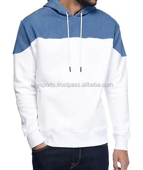Bottom Up White And Blue Hoodie For Men 