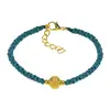 Bracelet with Gold Color Beads on Macrame Hand Round Knotted Cotton String