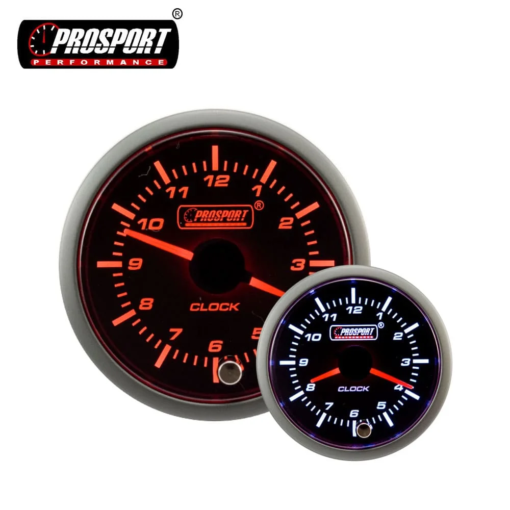 

60mm 12V White and Amber Analog 24 Hour Car Clock, N/a