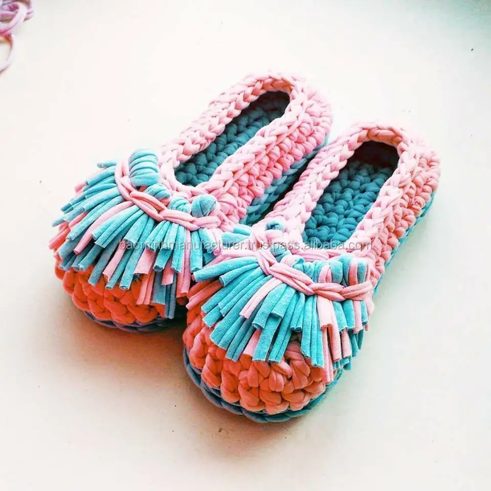 crochet cotton slippers