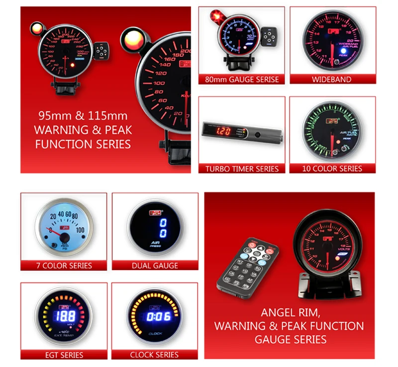 52 mm Aluminum Rims diesel engine tachometer Gauge Pointer Automobile