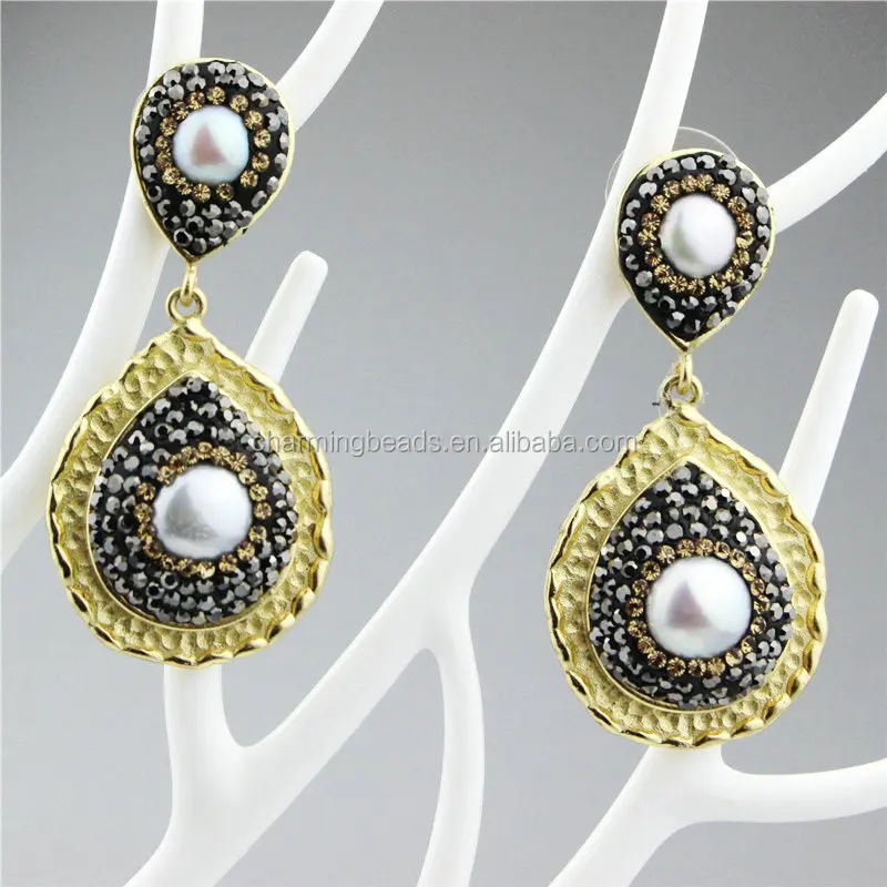 CH-ZSE0393 natural stone pendant jewelry earring,rhinestone fashion agate stud earring,wholesale gemstone dangle earring