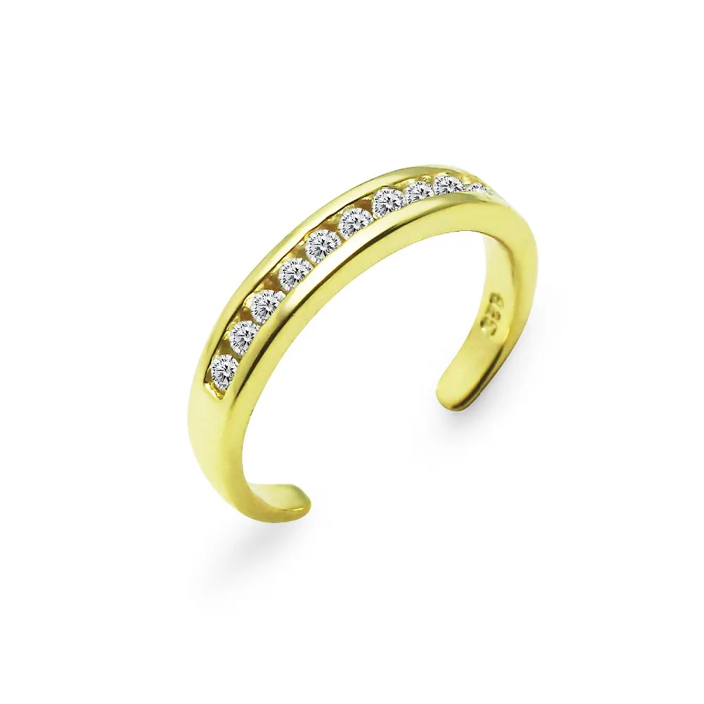 
Yellow Gold Flashed Sterling Silver Cubic Zirconia Toe Ring 