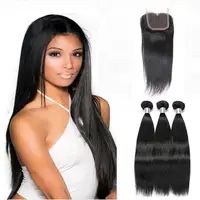 

100% Brazilian Human Virgin Hair vendors Weave Bundles With Closure