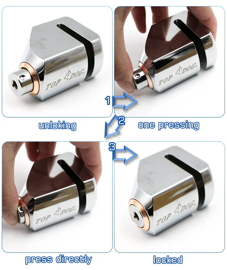 
Heavy duty alloy steel motorcycle lock 