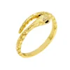 LOZRUNVE Open Band Texture Solid 925 Silver Black Eye Snake Ring 18k Gold