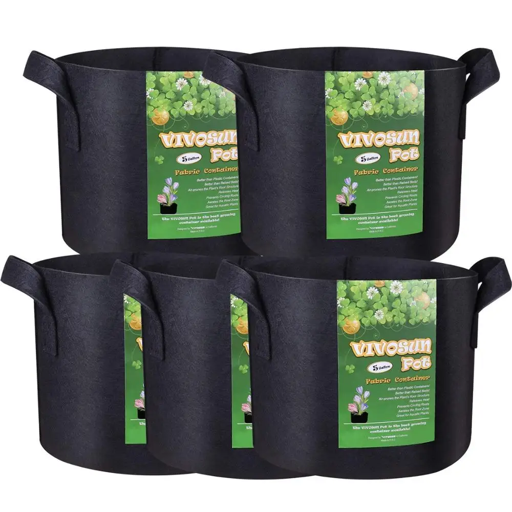 5 Pack 3 gallon 5 gallon 7 Gallon Planter Grow Bags Aeration Fabric Pots Garden Potato felt grow bags
