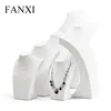 FANXI Custom Luxury Jewelry Exhibitor Organizer Bust For Pendant White PU Leather Necklace Display Mannequins