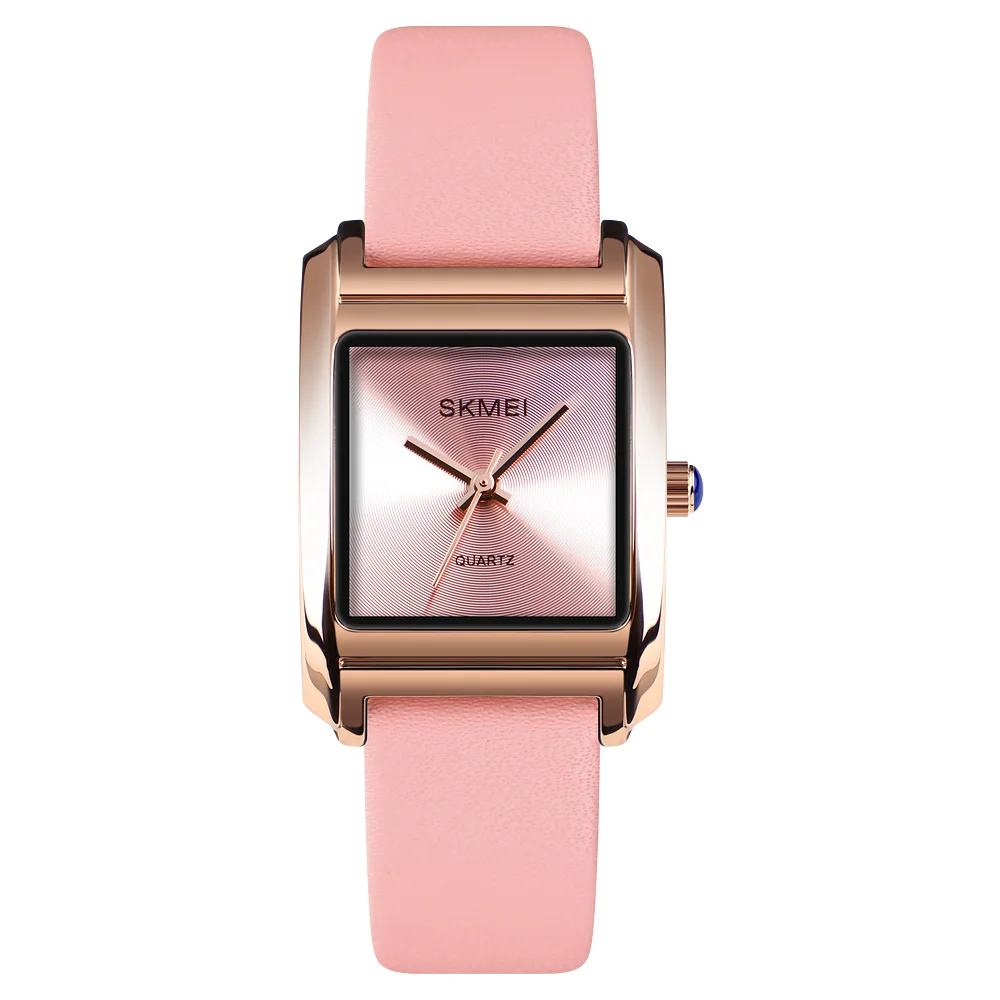 

SKMEI 1432 Fashion Women's Pink Gold Watches Leather No number Quartz Analog Wrist Watch