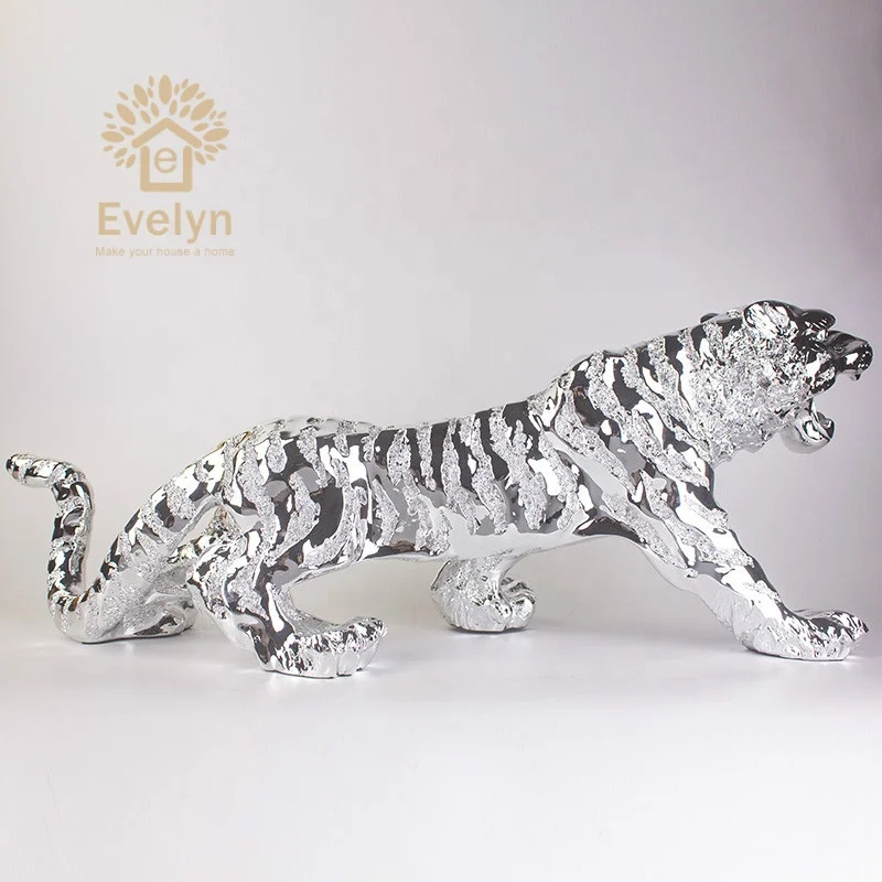 Eco Friendly Poly Resin Life Size Gold Indoor Large Decorative Tiger