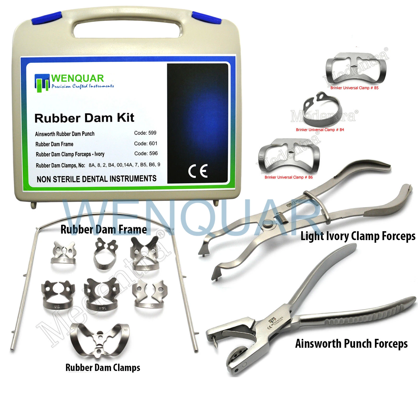 Dental Rubber Dam Kit Forceps Ivory Rubber Dam Clamps Frame Surgical