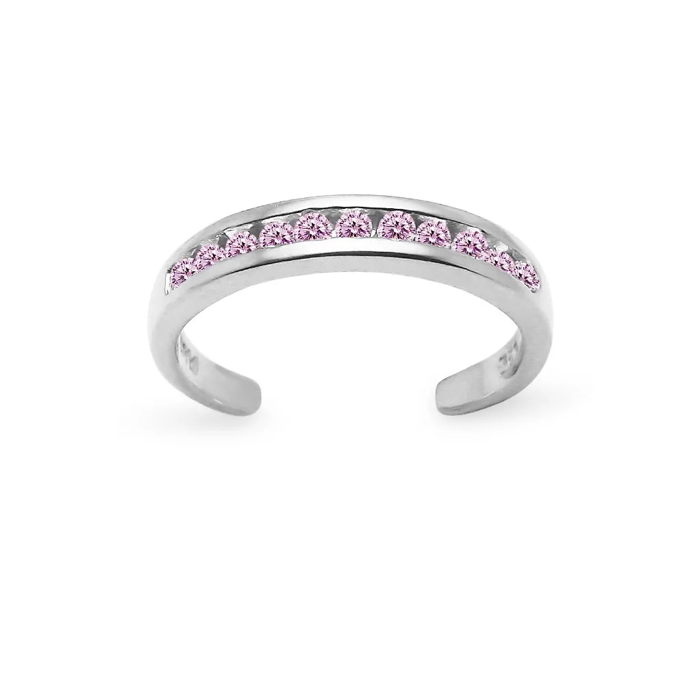 
Sterling Silver pink CZ Sparkling Toe Adjustable Ring 