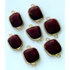 92.5 Silver Ruby Red quartz rose cut gemstone connectors