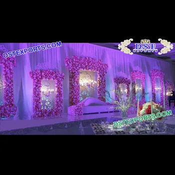 Western Wedding Stage Floral Backdrop Frames Modern Wedding Stage