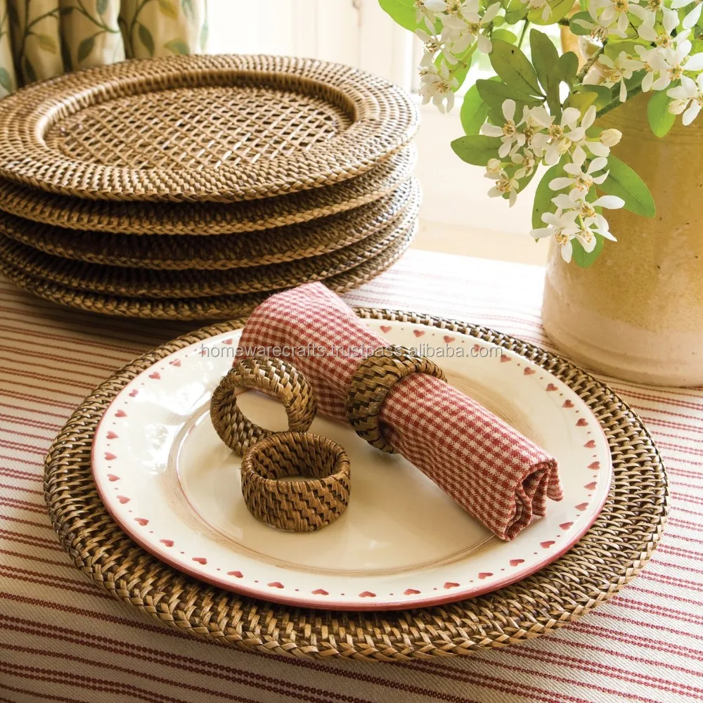 Elegant White Rattan Charger Plates For Wedding/ Wholesale Placemats