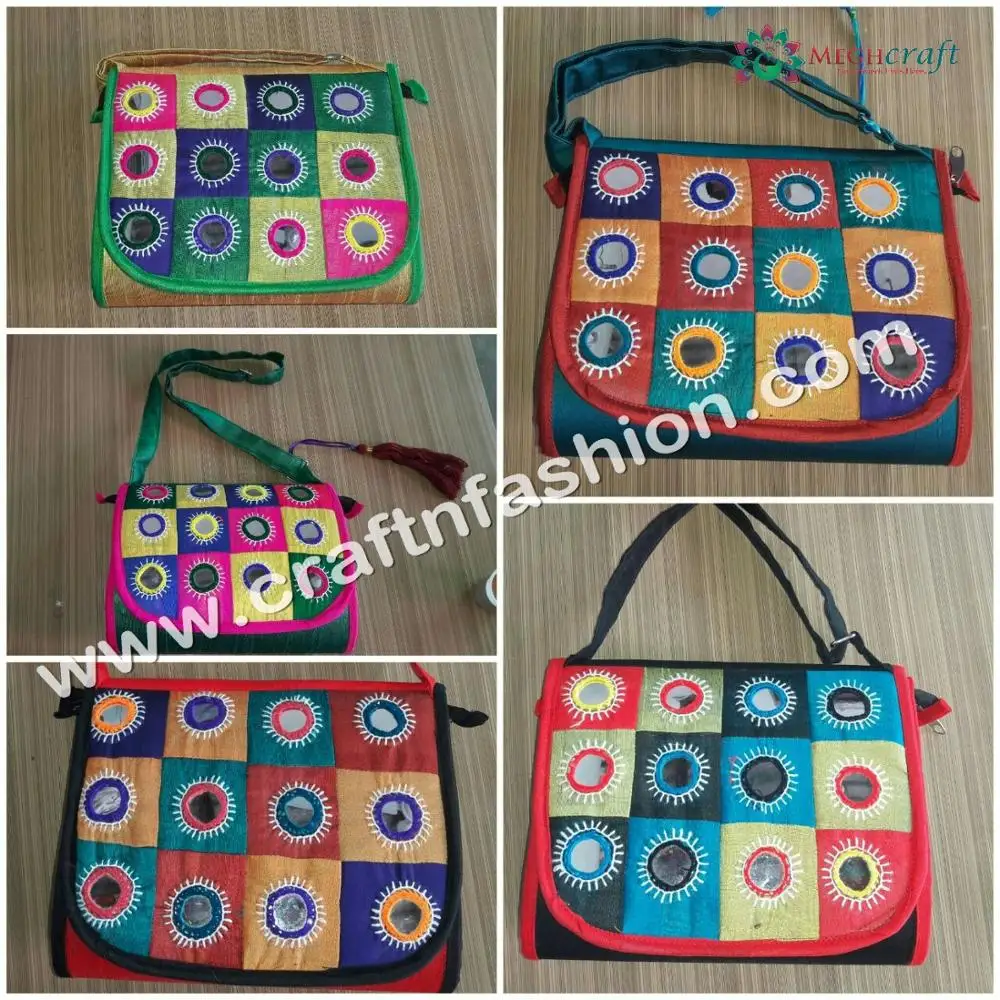 Patchwork Gujarati Handbags with Mirrors | Handbagsandpurses's