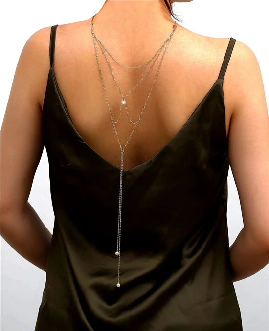 

Sexy Temperament Necklace Pearl Fringe Pendant Necklace Back Chain
