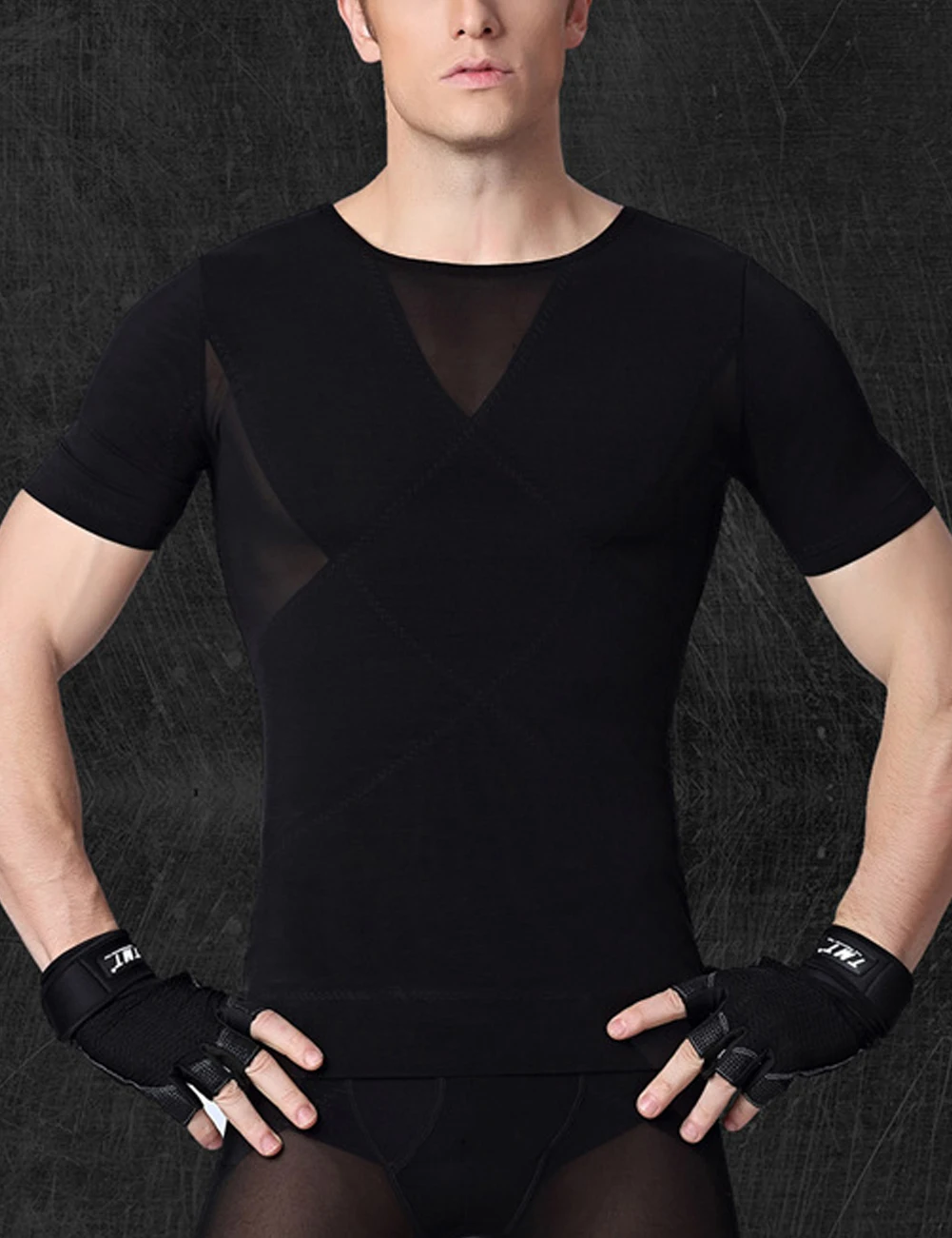 Sculpting Black Rhombic Doublelayer Men Body Slimming Shapewear