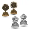 Oxidized Gold Plated Round Shape And Oxidized Silver Plated Lotus Shape Combo Set of 2 Earrings