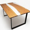 Indian Design Grey Epoxy Resin Pear-Tree Dinning Table
