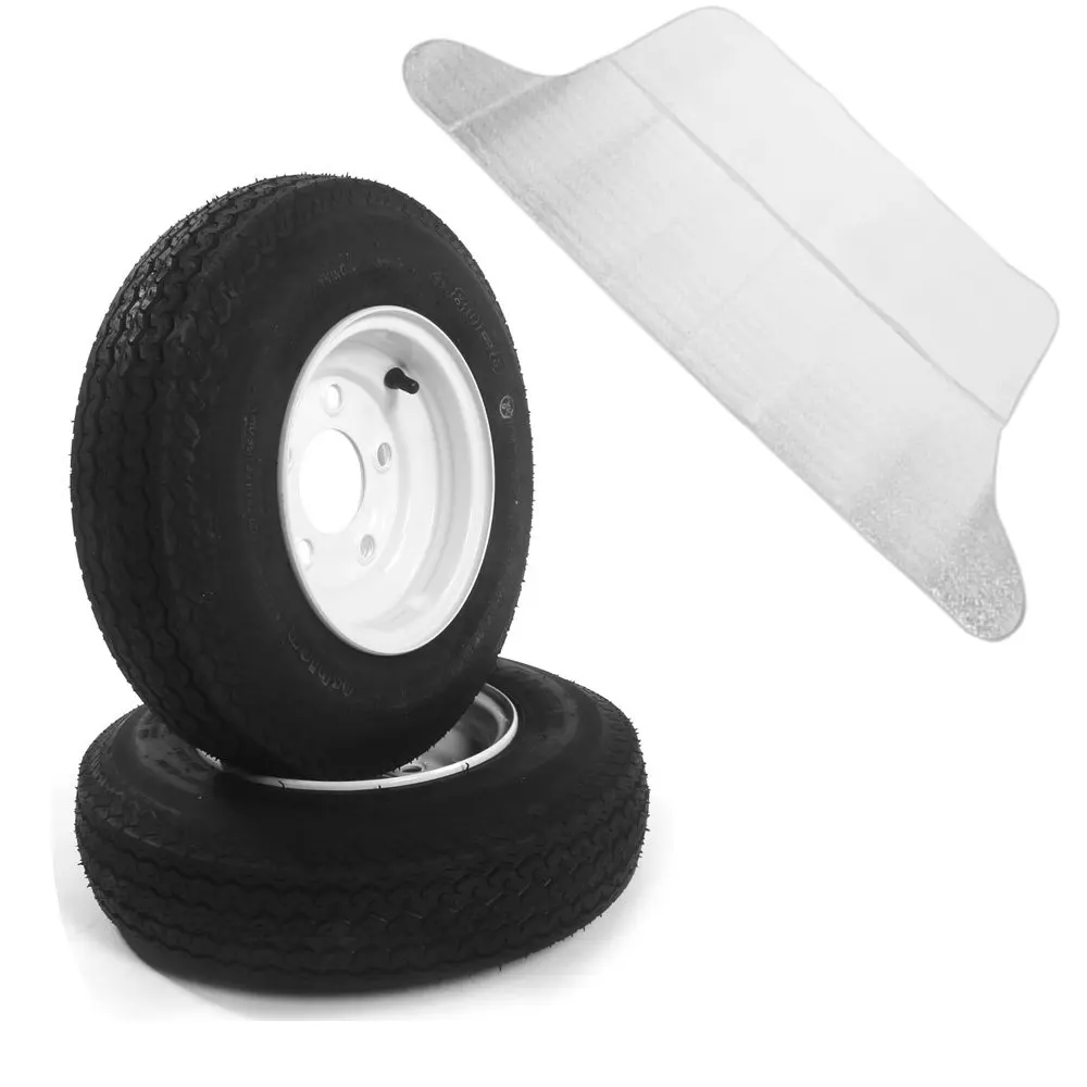 eCustomRim Two Trailer Tires & Rims 5.70-8 570-8 5.70 X 8 8 B 5 Lug Hole Bolt Wheel White