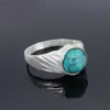 Classic Looking !! Synthetic Turquoise Gemstone German Silver For Men Handmade Jewelry Designer Bezel Setting Ring SIRG1806