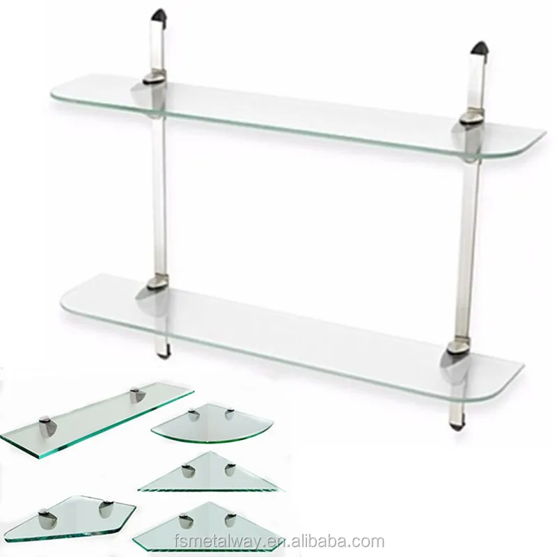 Foshan Factory Zinc Alloy Metal Glass Clip Shelf Support Brackets For