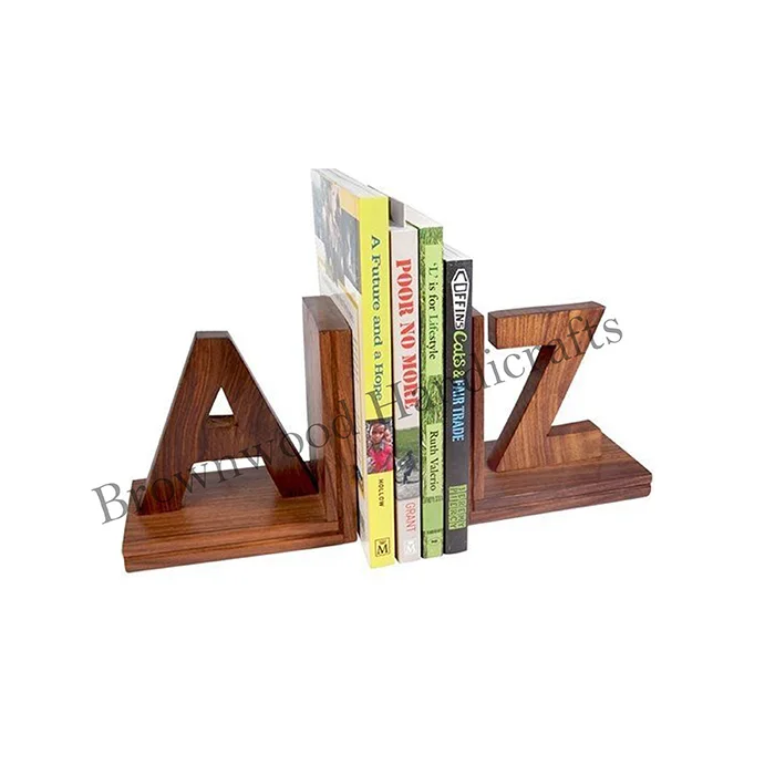 Customized Wooden Handmade Triangle Shape Bookend Wooden Book Holder