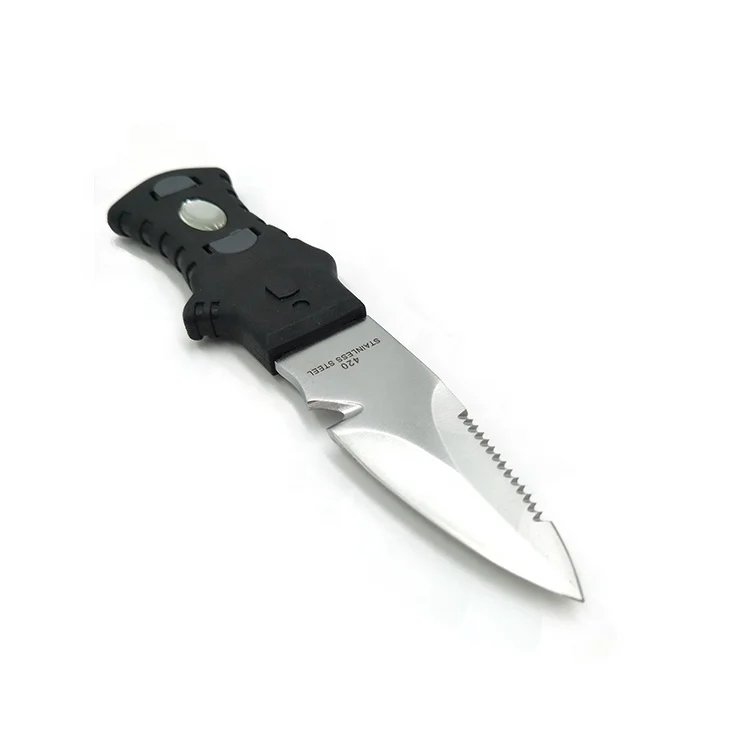 

High quality fixed black stainless steel blade dive knife, diving equipment.