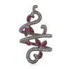 925 Sterling Silver Indian Ruby Pave Diamond Ring For Women Jewelry